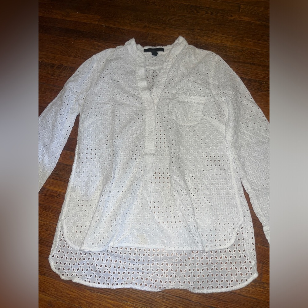 BCBG white cotton button down